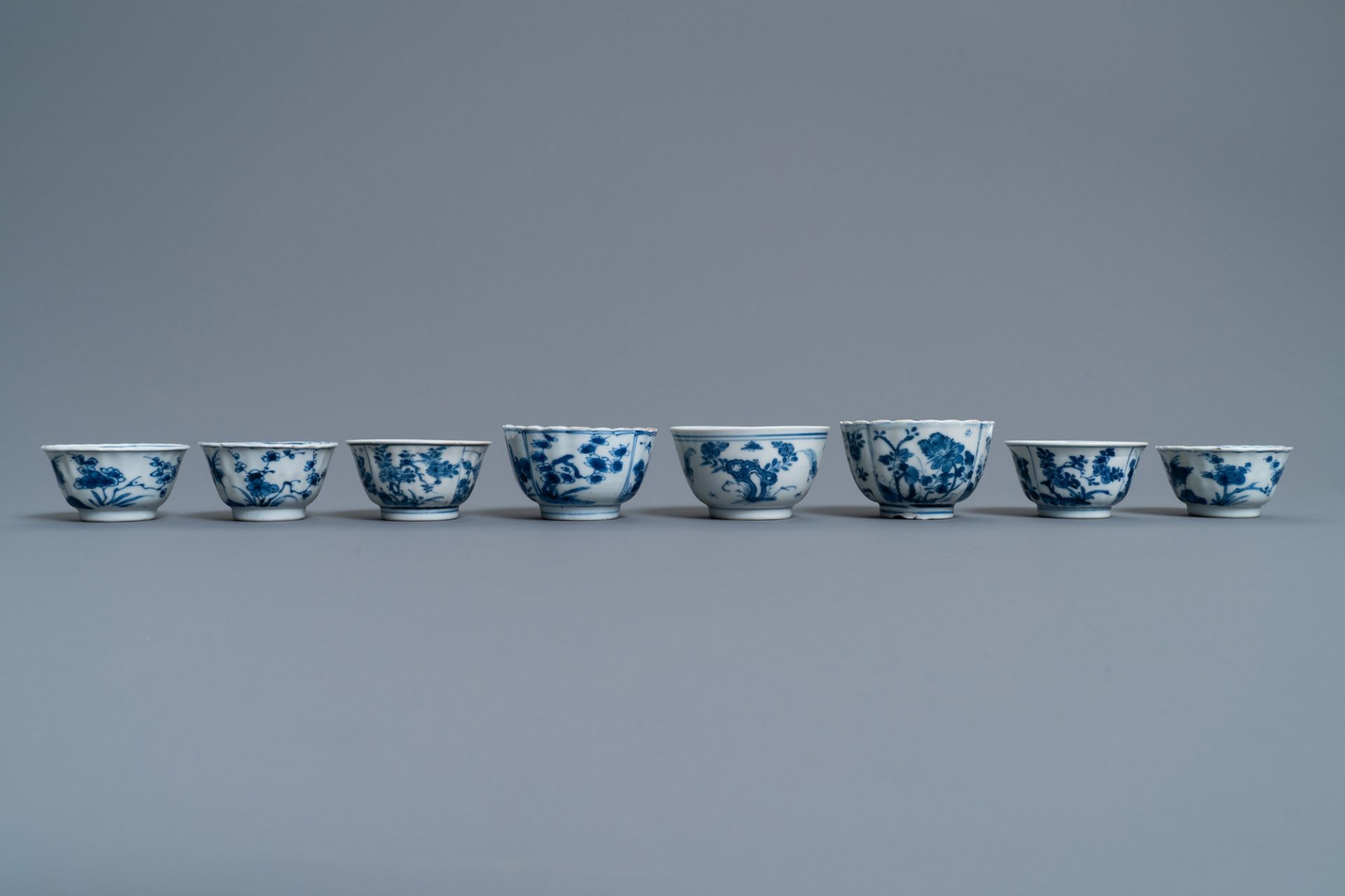 Eight Chinese blue and white cups and five saucers, Kangxi - Image 6 of 10