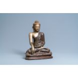 A Mandalay partly lacquered bronze figure of Buddha, Burma, 18/19th C.