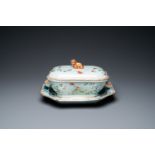 A Chinese famille rose tureen and cover on stand, Qianlong