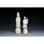 Two Chinese blanc de Chine figures of Liu Hai and Guanyin, Kangxi