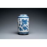 A Chinese blue and white soft paste 'sanduo' 'lantern' vase, Qianlong