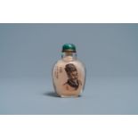 A Chinese inside-painted crystal snuff bottle with the doctor Li Shizhen, signed Zhang Rucai, dated