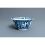 A Chinese blue and white 'klapmuts' bowl, Kangxi mark and of the period