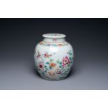 A Chinese famille rose covered jar with floral design, Qianlong