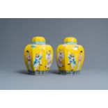 A pair of Chinese famille rose 'immortals' jars and covers, Jiaqing mark, Republic