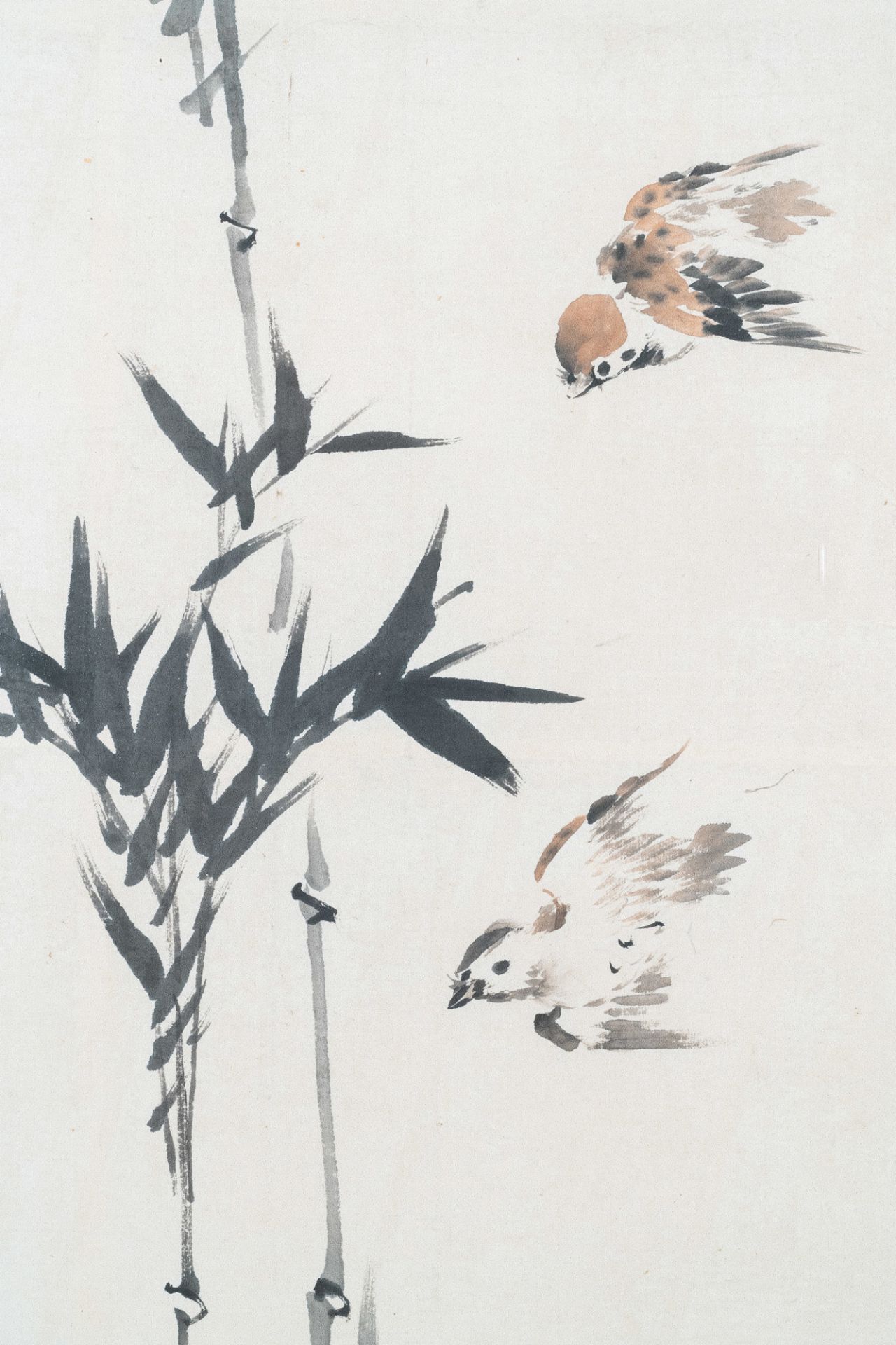 Mi Shan, ink and color on paper: 'Birds near bamboo branches', dated April 1916 - Image 6 of 10