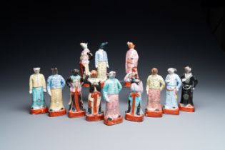A complete set of twelve Chinese famille rose zodiac figures, Hongxian seal mark, Republic