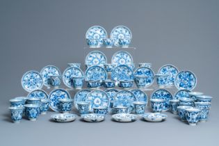 Forty-three Chinese blue and white cups and twenty-five saucers with 'Long Eliza', various marks, 19