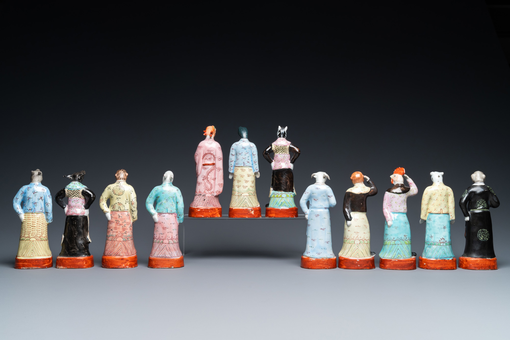 A complete set of twelve Chinese famille rose zodiac figures, Hongxian seal mark, Republic - Image 5 of 9