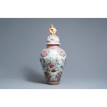 A large famille rose-style vase and cover, Samson, France, 19th C.