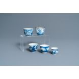 Five Chinese blue and white 'Bleu de Hue' cups for the Vietnamese market, 19th C.