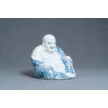 A large Chinese blue and white figure of Buddha, Fujian Huiguang mark, Republic