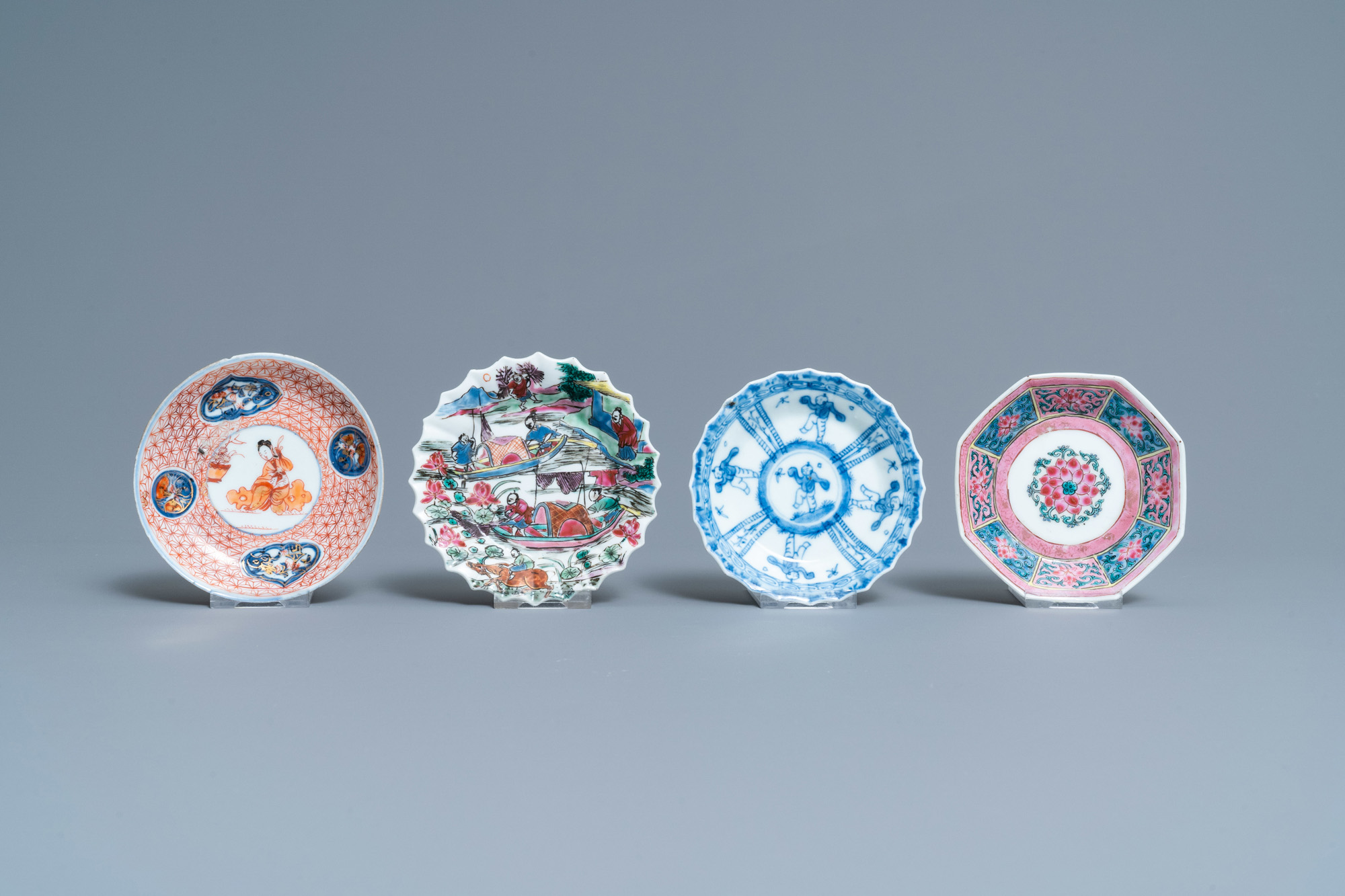 Seven Chinese famille rose and other cups and saucers, Kangxi and later - Image 2 of 11