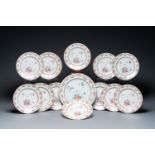 Twelve Chinese famille rose plates and a dish, Qianlong