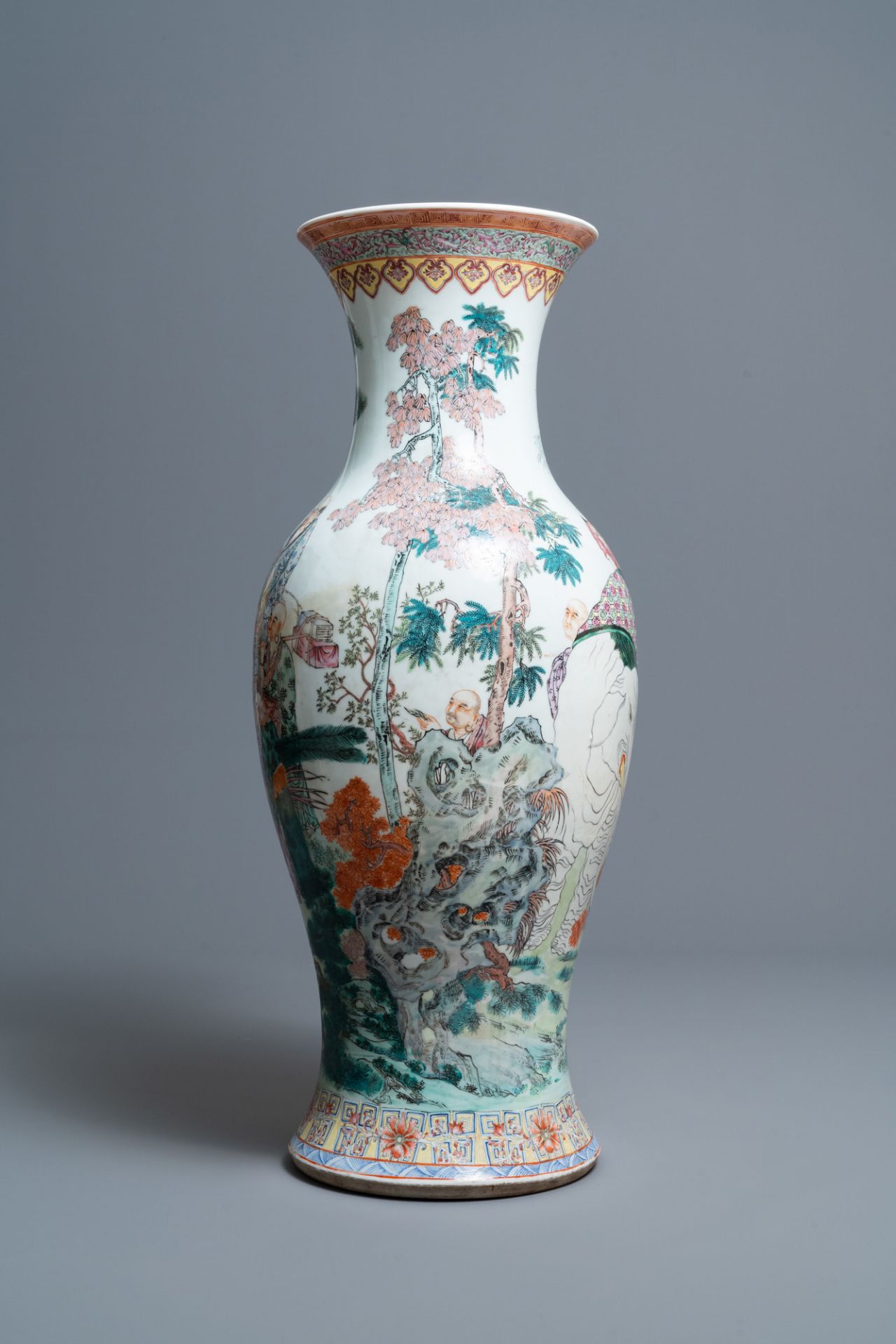 A large Chinese famille rose 'immortals' vase, Republic - Image 3 of 7