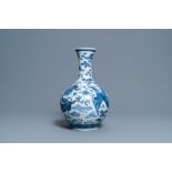 A Chinese blue and white 'dragon and phoenix' vase, Qianlong mark, 19/20th C.