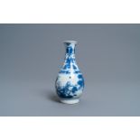 A Chinese blue and white pear-shaped bottle vase, Transitional period