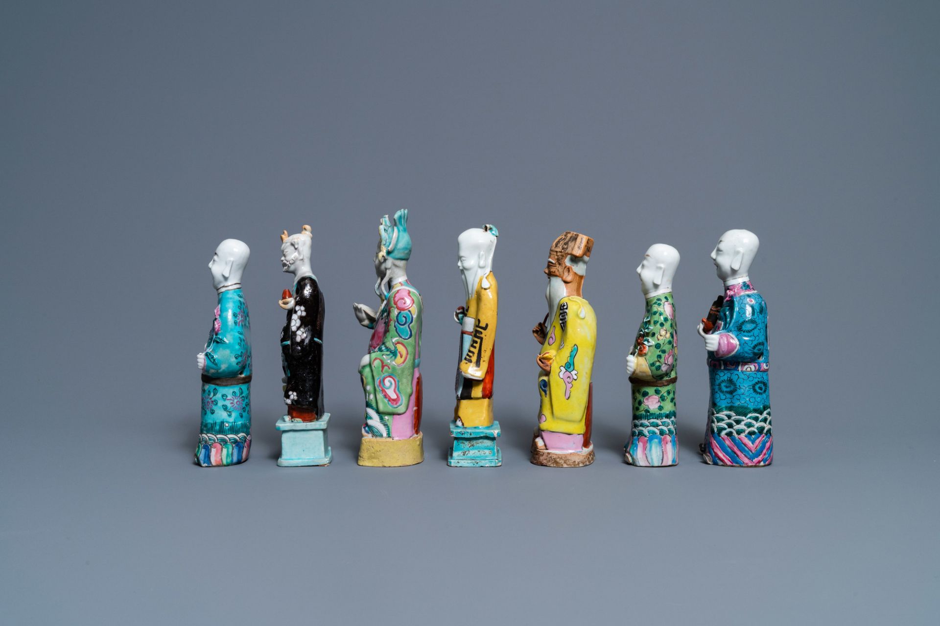 Seven Chinese famille rose figures, 18/19th C. - Image 3 of 7