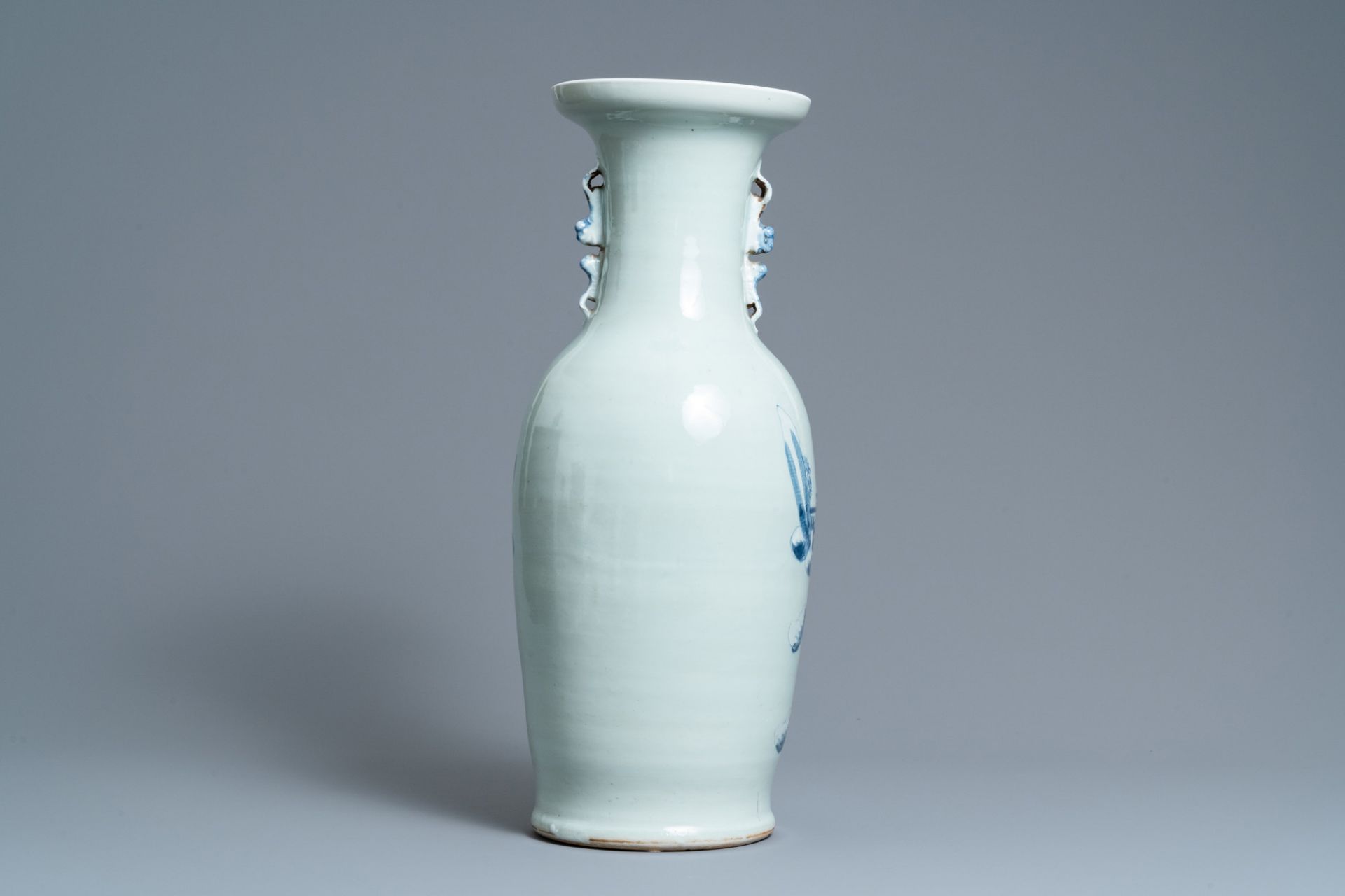 A Chinese blue and white celadon-ground vase, 19th C. - Image 3 of 6