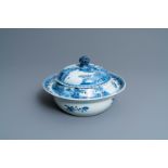 A rare Chinese blue and white tureen and cover for use on a ship, Qianlong