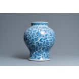 A Chinese blue and white 'lotus scroll' vase, Qianlong