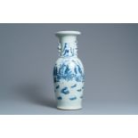 A Chinese blue and white celadon-ground vase, 19th C.