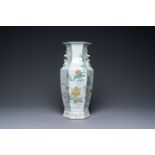 A Chinese hexagonal qianjiang cai 'antiquities' vase, 19th C.