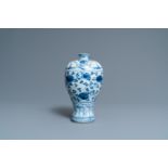 A Chinese blue and white 'meiping' vase with floral scrolls, Ming