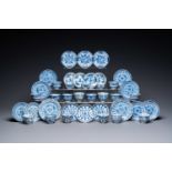 Twenty Chinese blue and white saucers and nineteen cups, Kangxi and later