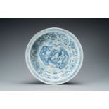 A Vietnamese or Annamese blue and white 'paired birds' dish, 15th C.