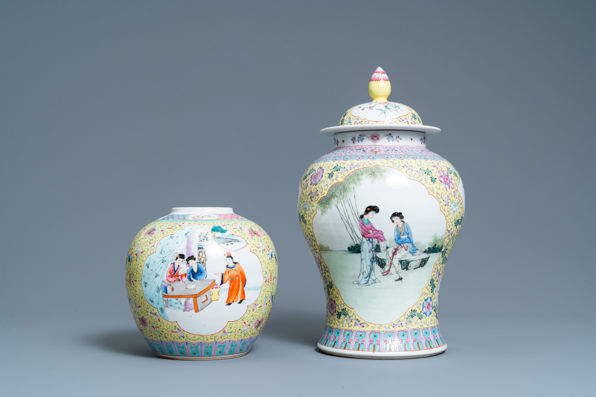 Two Chinese famille rose vases and a fish bowl, Republic - Image 4 of 13