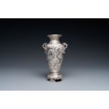 A Chinese silver 'Fu' vase, 19/20th C.