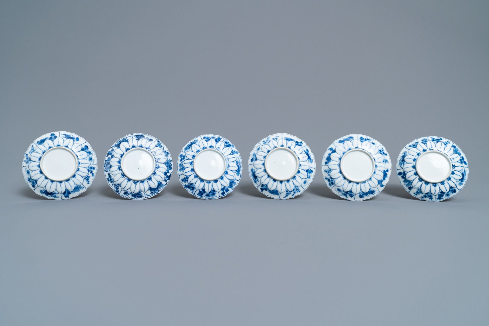 Six Chinese blue and white cups, six saucers and a bowl, Ming and Kangxi - Image 10 of 16