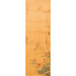 Sun Jia Shou (20th C.), ink and color on silk: 'Blossoming branches with birds and insects', dated 1