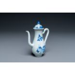 A Chinese blue and white ewer with floral design, Transitional period