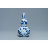 A Chinese blue and white double gourd vase, Wanli