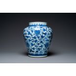 A Chinese blue and white 'lotus scroll' vase, Kangxi