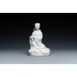 A Chinese Dehua blanc de Chine figure of Guanyin, 19/20th C.