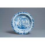 A Chinese blue and white 'Three friends of winter' dish, Yongzheng/Qianlong