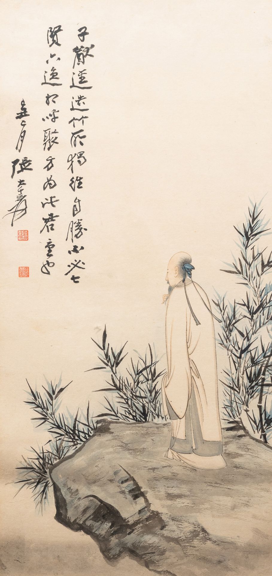 Zhang Daqian (1899-1983), ink and color on paper: 'Amidst the bamboo', dated 1949 - Image 3 of 37