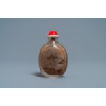 A Chinese inside-painted glass snuff bottle with figures, signed Ma Shaoxuan, dated 1913