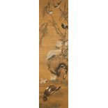 Chinese school, ink and color on silk: 'Ducks and birds near the water', late Ming/early Qing