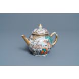 A Chinese famille rose 'mandarin' teapot and cover, Qianlong