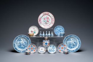 A varied collection of Chinese blue and white, famille rose and Imari-style porcelain, Kangxi/Qianlo