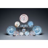 A varied collection of Chinese blue and white, famille rose and Imari-style porcelain, Kangxi/Qianlo