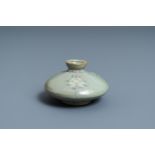 A Korean slip-inlaid celadon water dropper or oil bottle, probably Goryeo, 14/15th C.