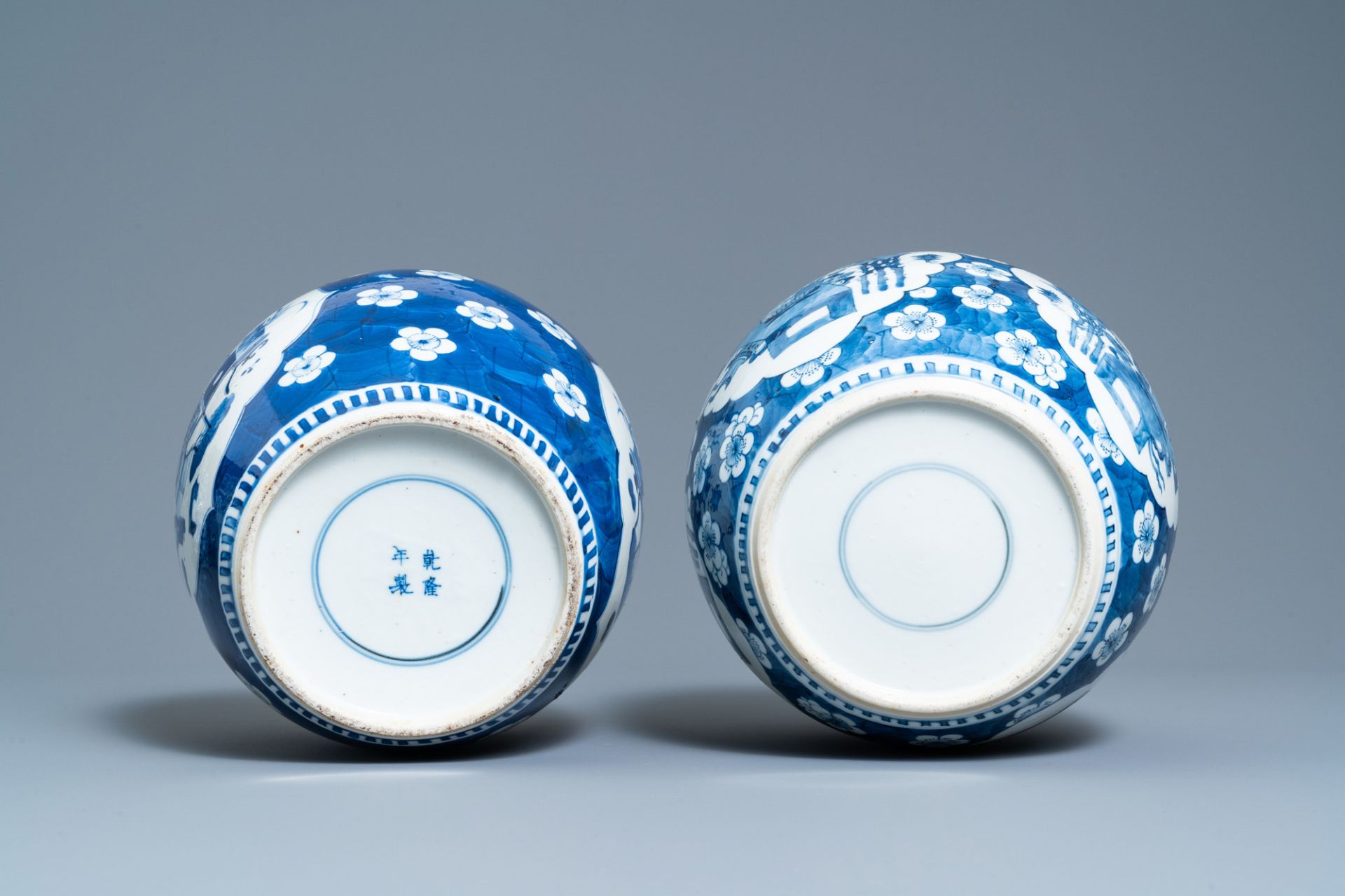 Four Chinese blue and white 'antiquities' jars and covers, 19th C. - Image 6 of 17