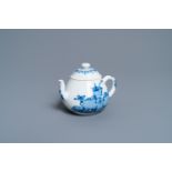 A Chinese blue and white 'antiquities' teapot and cover, Jiajing mark, Kangxi