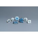 Seven Korean blue and white water droppers, 18/19th C.