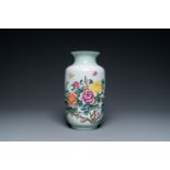 A Chinese famille rose vase with floral design, 20th C.